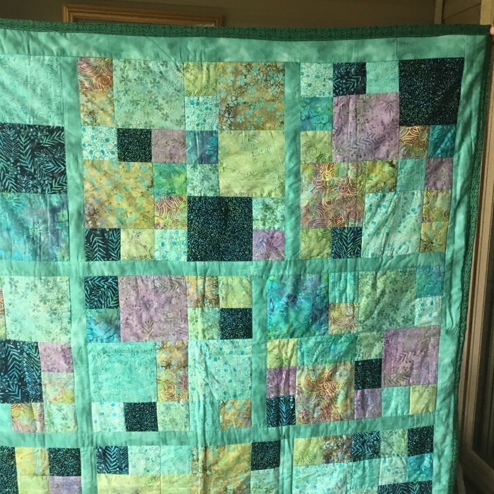 Handmade Quilt Beautiful Aqua Tones
